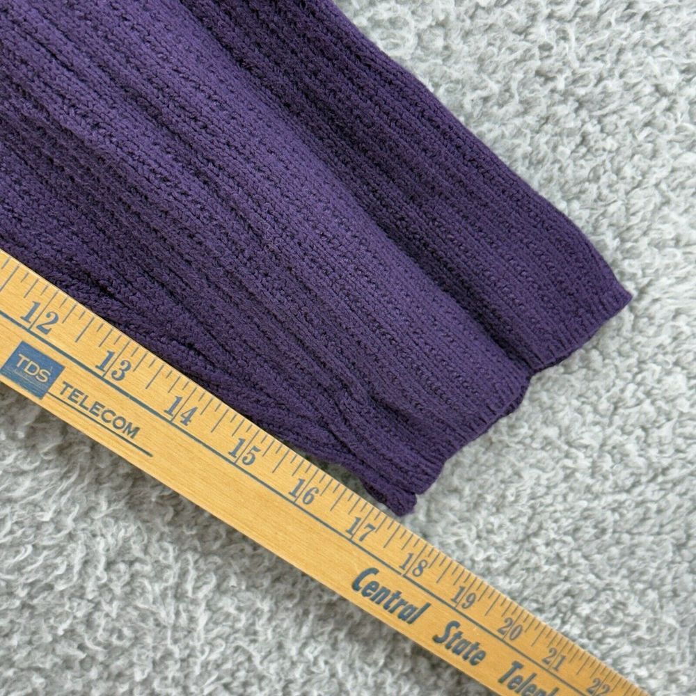 Chico's Open Knit Purple Sweater Textured Crochet Long Sleeve Womens 2 Large - Picture 6 of 7